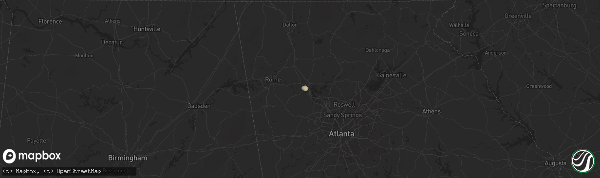 Hail map in Cartersville, GA on July 17, 2024