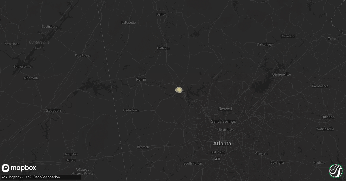 Hail map in Cartersville, GA on July 17, 2024