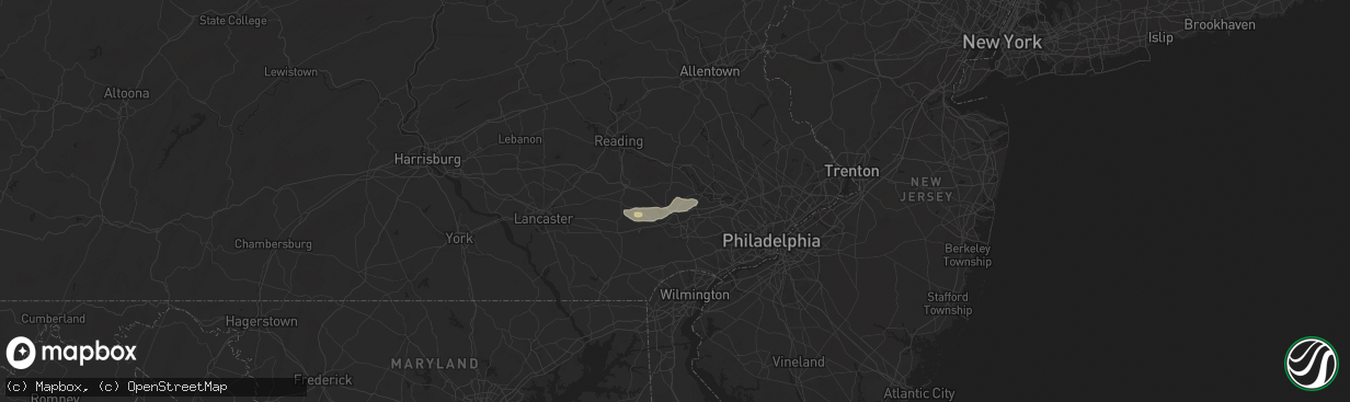 Hail map in Chester Springs, PA on July 17, 2024