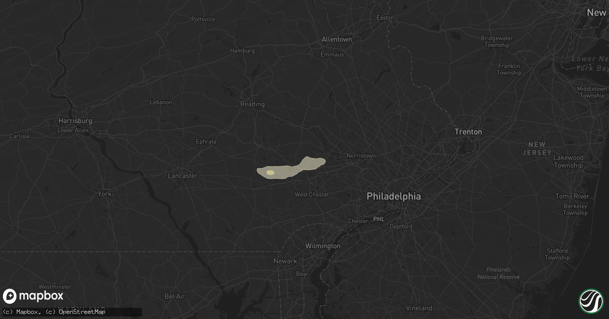 Hail map in Chester Springs, PA on July 17, 2024