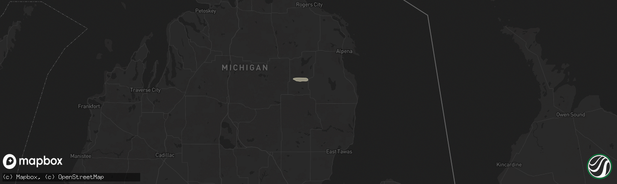 Hail map in Curran, MI on July 17, 2024