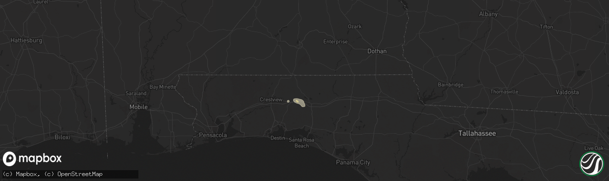 Hail map in Defuniak Springs, FL on July 17, 2024