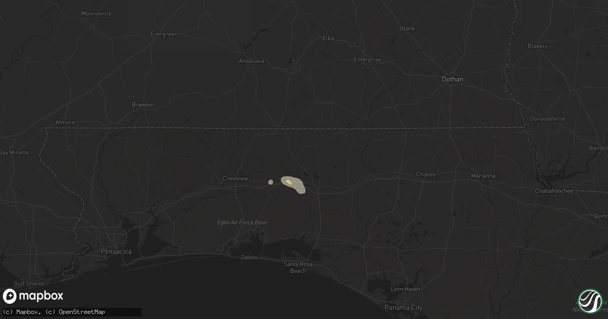 Hail map in Defuniak Springs, FL on July 17, 2024