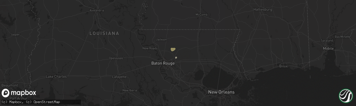 Hail map in Denham Springs, LA on July 17, 2024