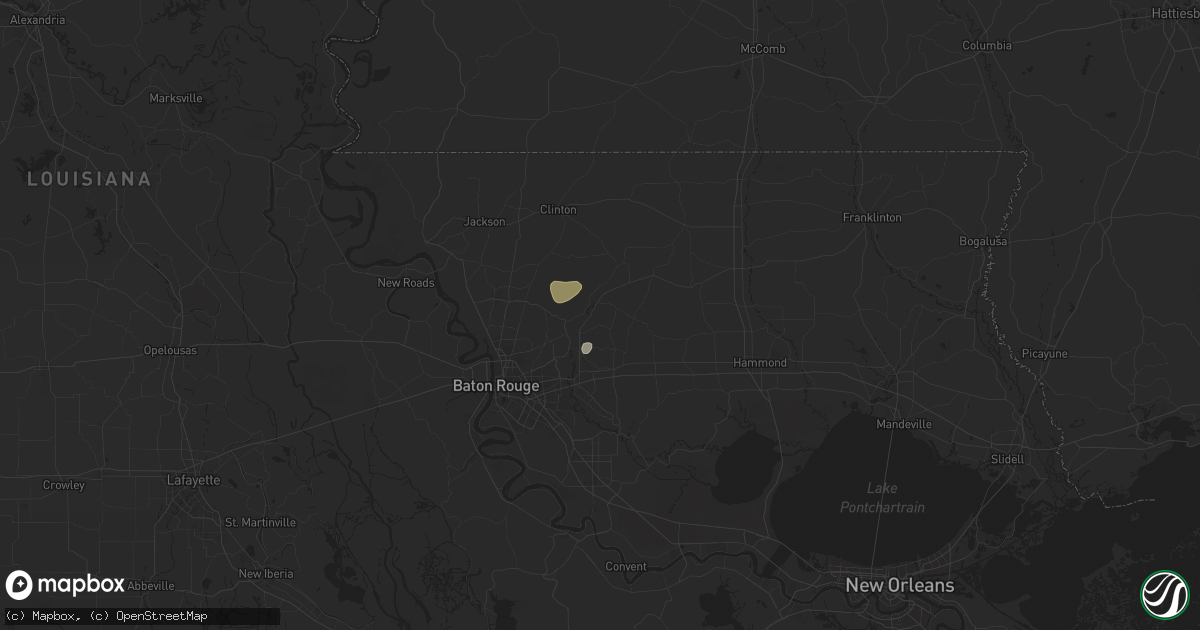 Hail map in Denham Springs, LA on July 17, 2024
