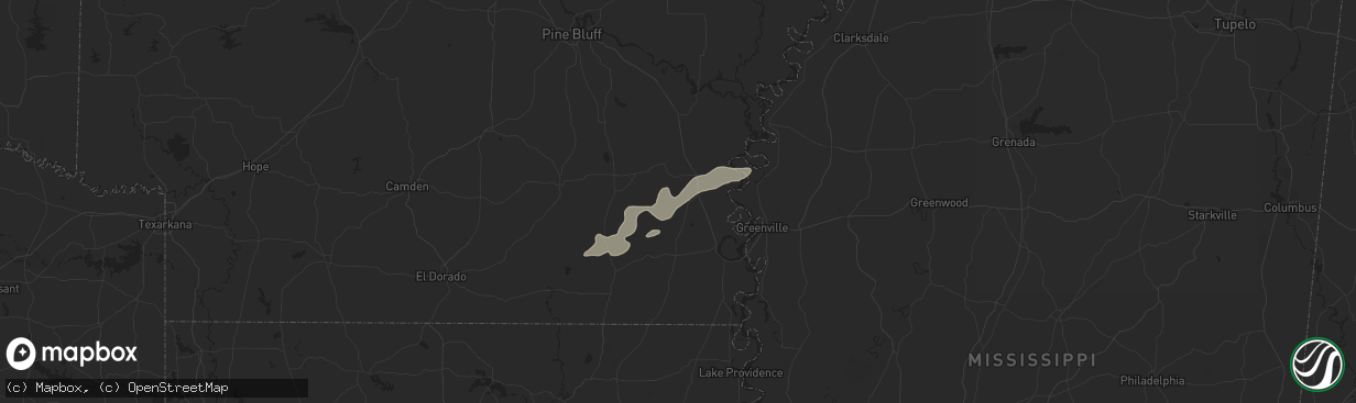 Hail map in Dermott, AR on July 17, 2024