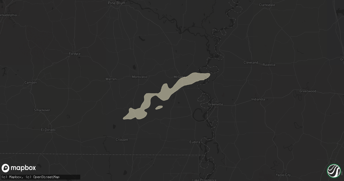 Hail map in Dermott, AR on July 17, 2024