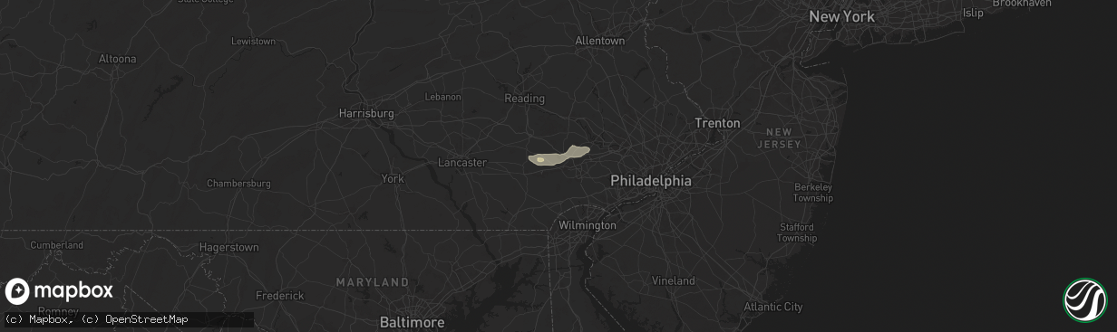 Hail map in Downingtown, PA on July 17, 2024