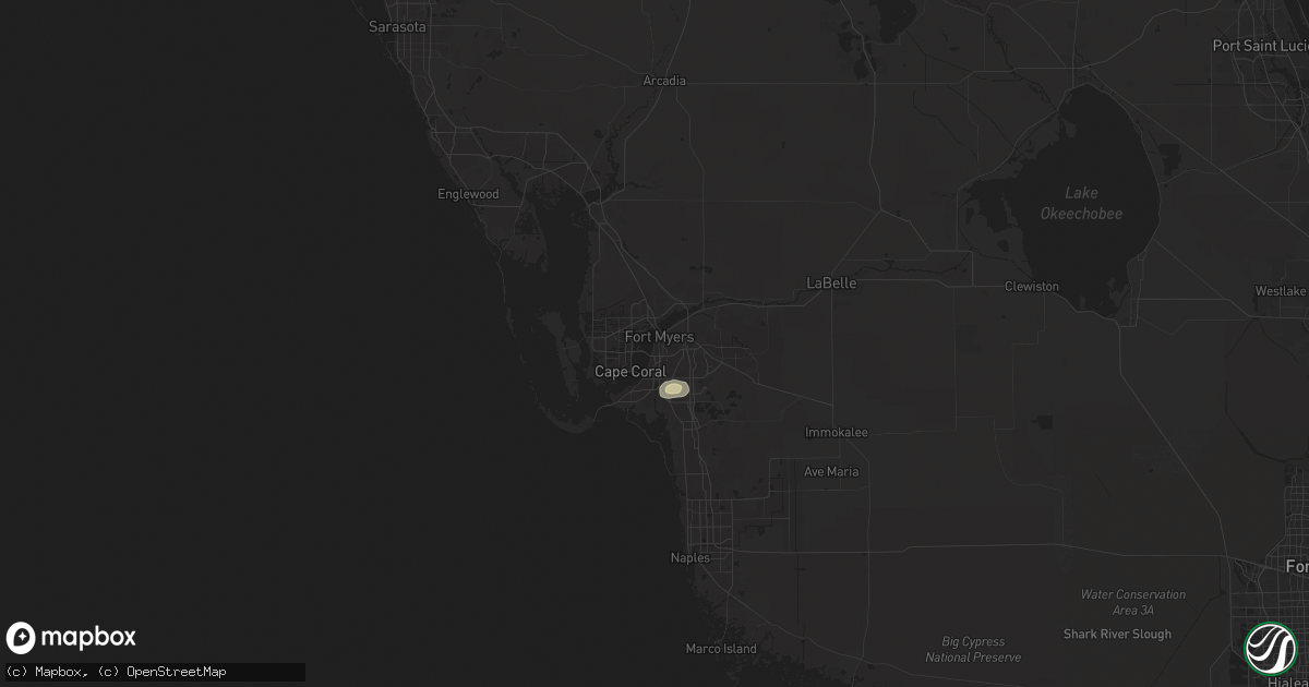 Hail map in Fort Myers, FL on July 17, 2024