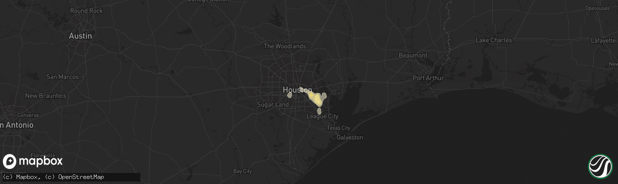 Hail map in Galena Park, TX on July 17, 2024