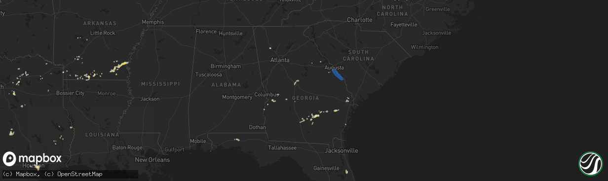 Hail map in Georgia on July 17, 2024