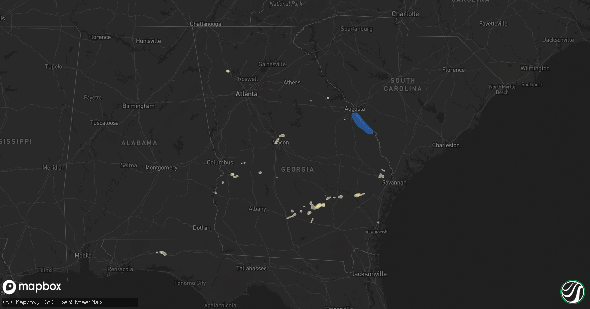 Hail map in Georgia on July 17, 2024