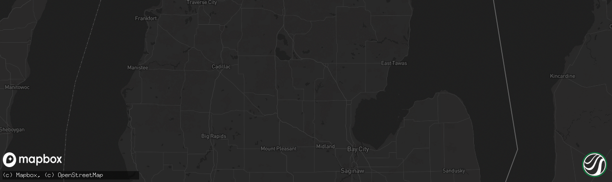 Hail map in Gladwin, MI on July 17, 2024