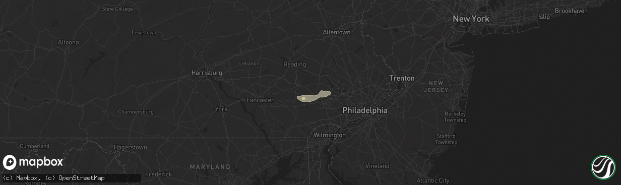 Hail map in Glenmoore, PA on July 17, 2024