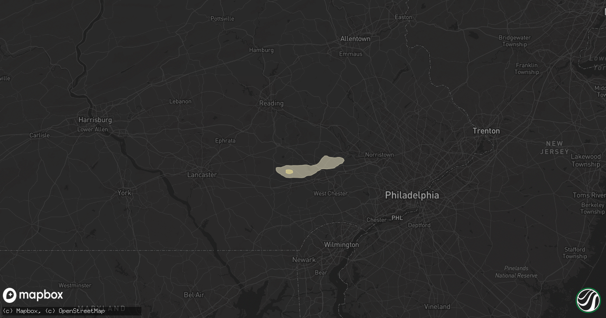 Hail map in Glenmoore, PA on July 17, 2024