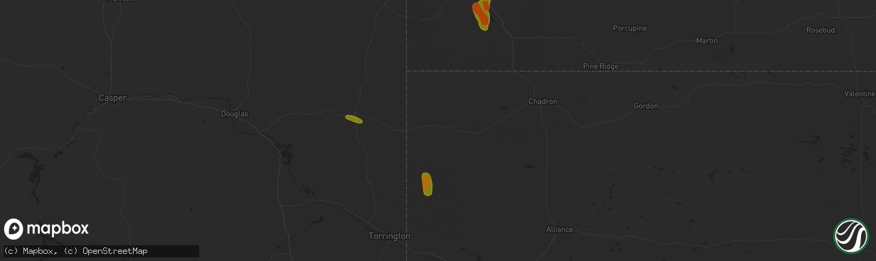 Hail map in Harrison, NE on July 17, 2024