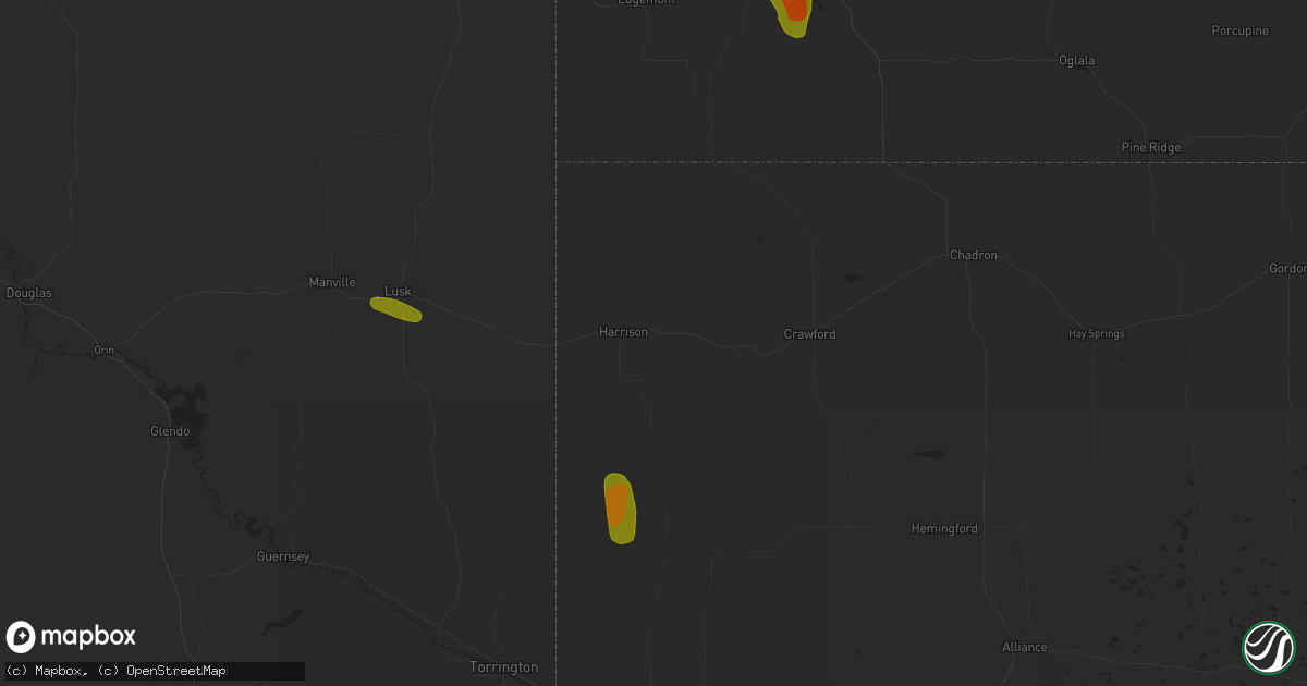 Hail map in Harrison, NE on July 17, 2024