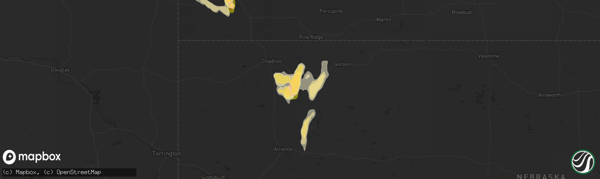 Hail map in Hay Springs, NE on July 17, 2024