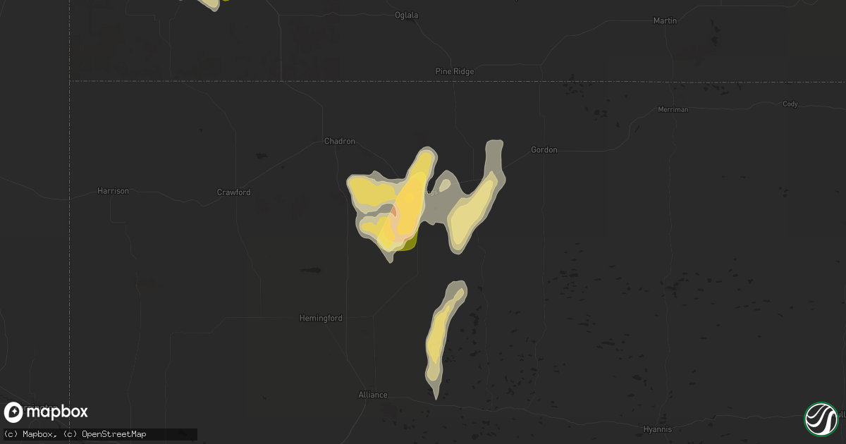 Hail map in Hay Springs, NE on July 17, 2024