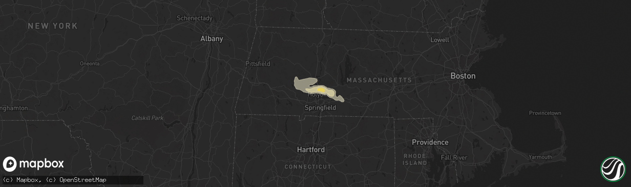 Hail map in Holyoke, MA on July 17, 2024