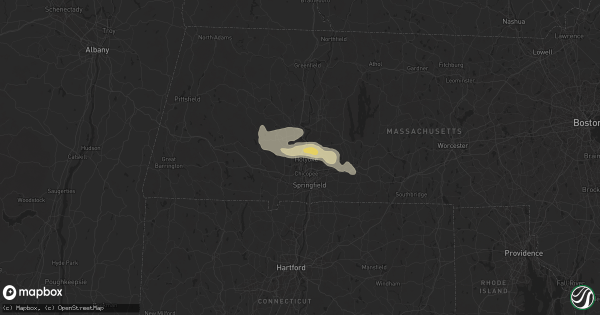 Hail map in Holyoke, MA on July 17, 2024