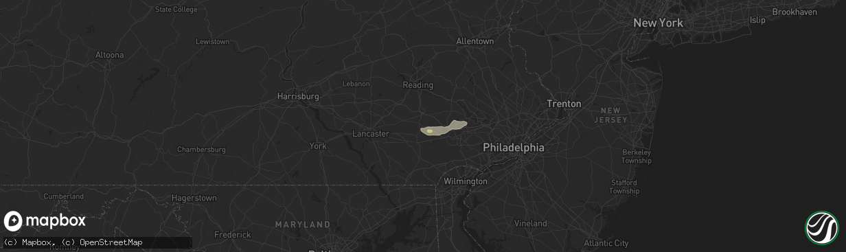 Hail map in Honey Brook, PA on July 17, 2024