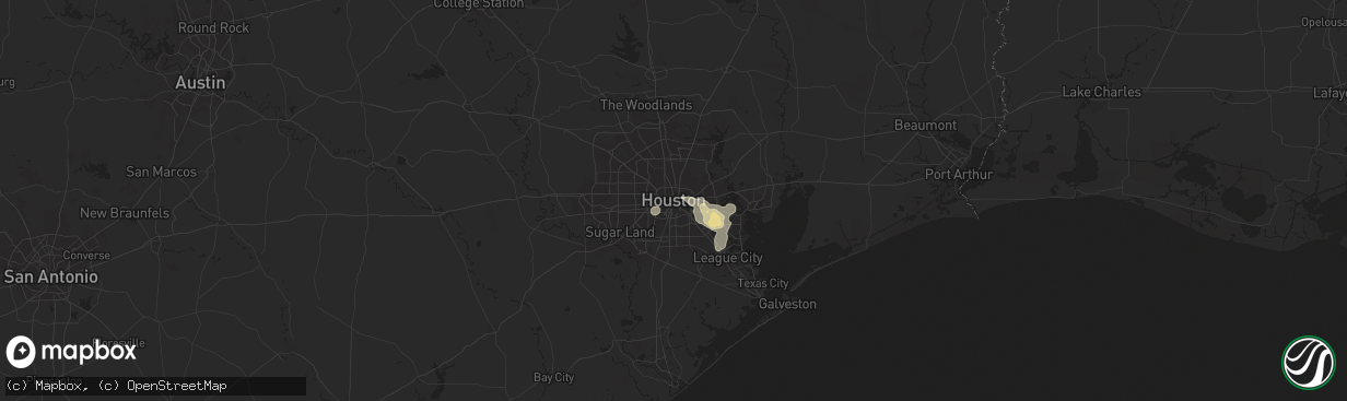 Hail map in Houston, TX on July 17, 2024