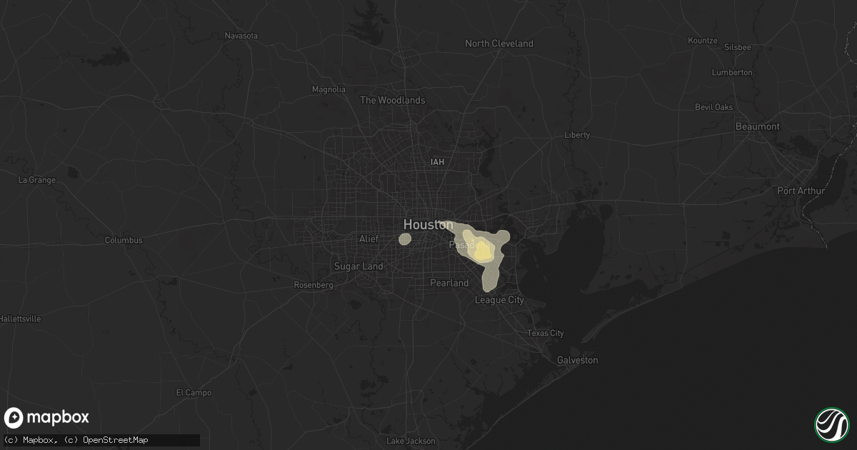 Hail map in Houston, TX on July 17, 2024