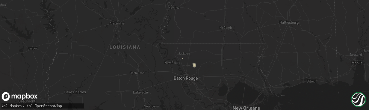 Hail map in Jackson, LA on July 17, 2024