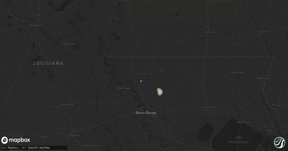 Hail map in Jackson, LA on July 17, 2024