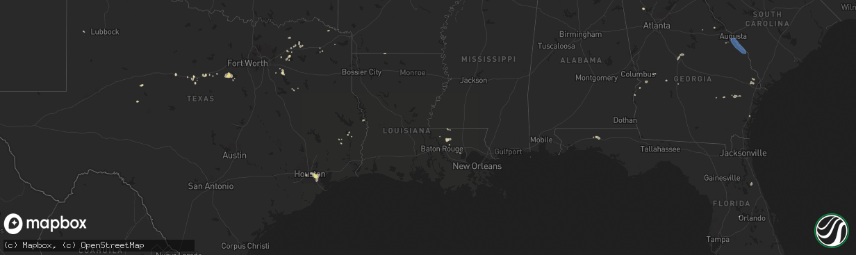 Hail map in Louisiana on July 17, 2024