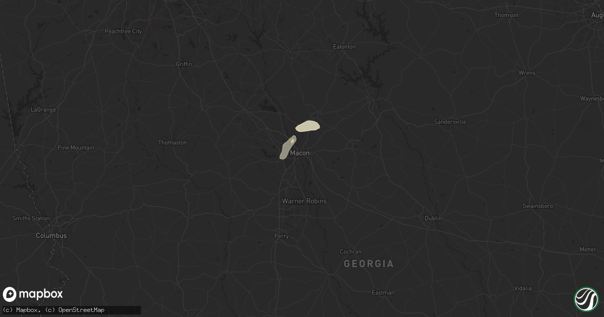 Hail map in Macon, GA on July 17, 2024