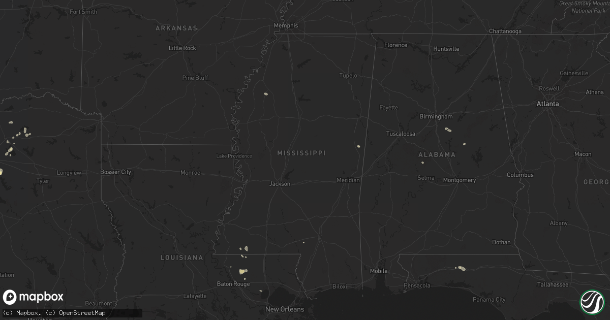 Hail map in Mississippi on July 17, 2024