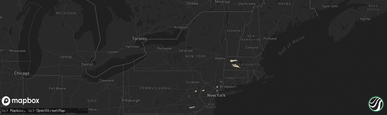 Hail map in New York on July 17, 2024