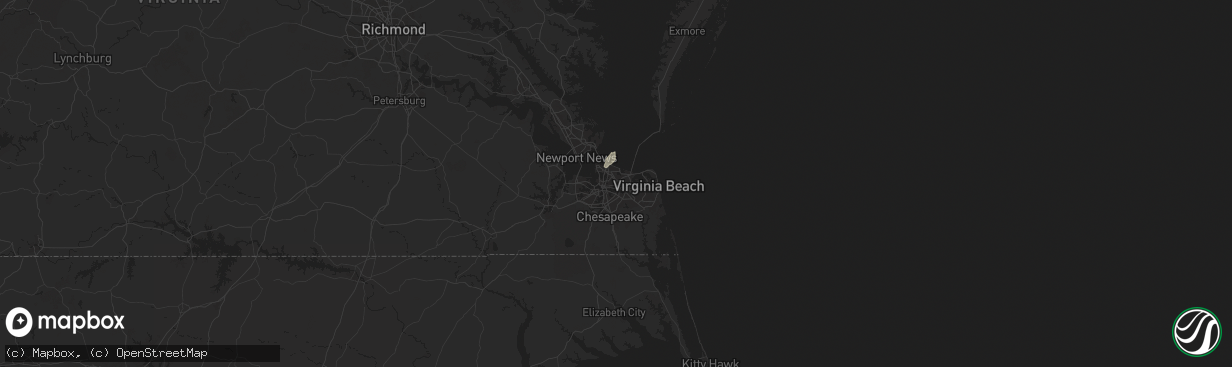 Hail map in Norfolk, VA on July 17, 2024