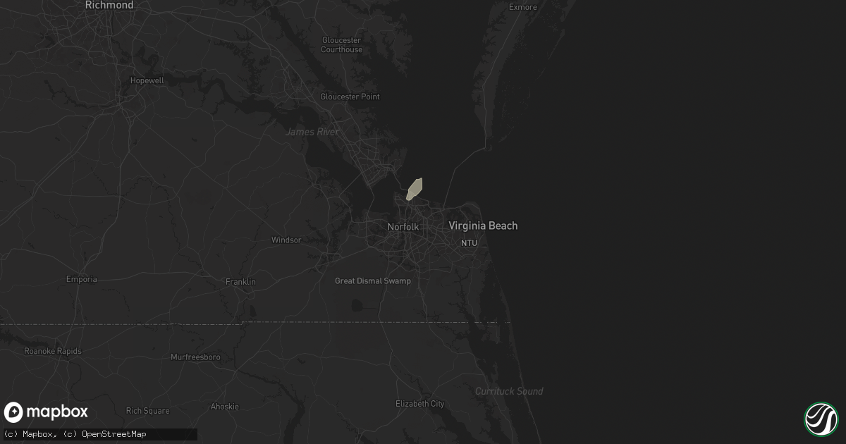 Hail map in Norfolk, VA on July 17, 2024