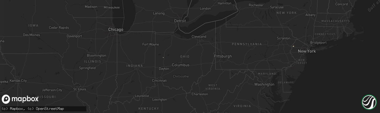 Hail map in Ohio on July 17, 2024