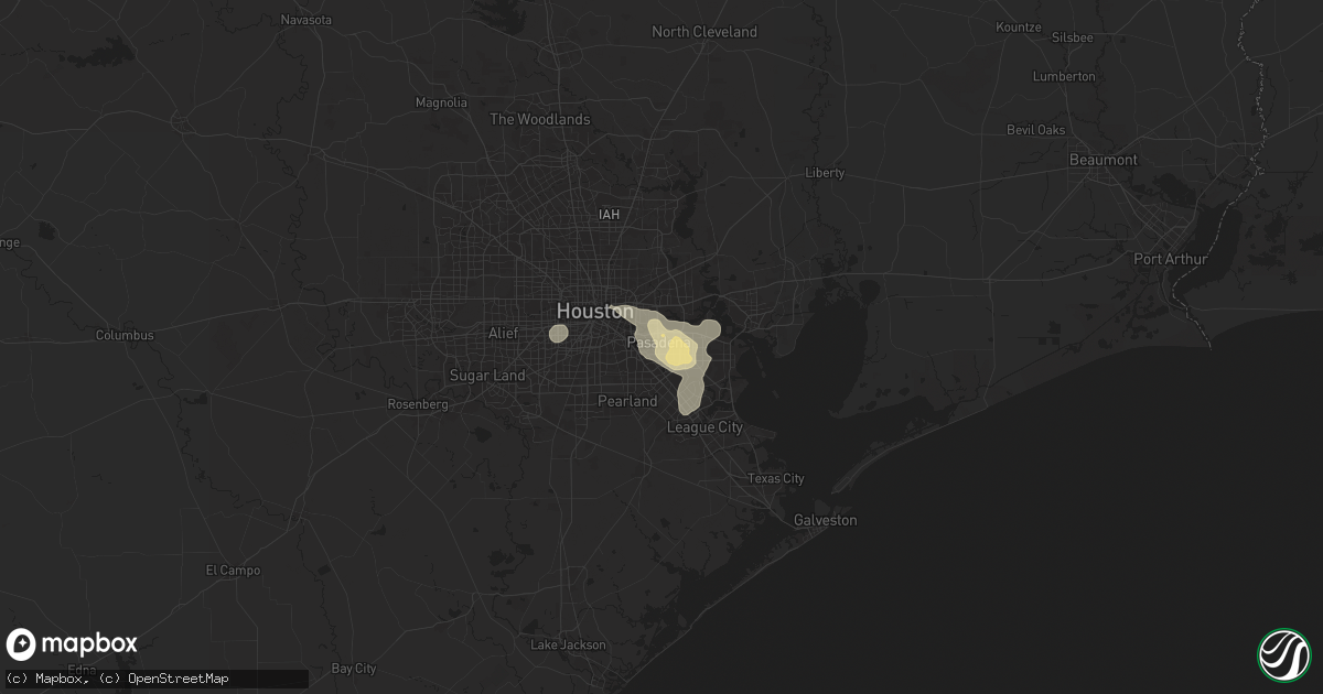Hail map in Pasadena, TX on July 17, 2024