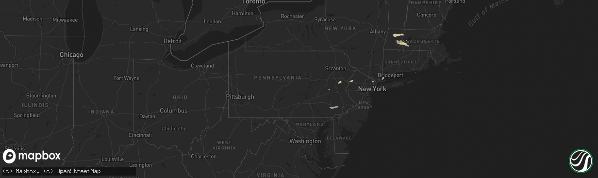 Hail map in Pennsylvania on July 17, 2024