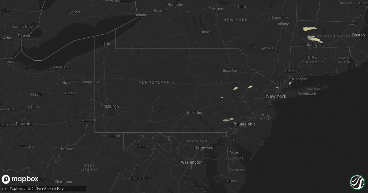 Hail map in Pennsylvania on July 17, 2024