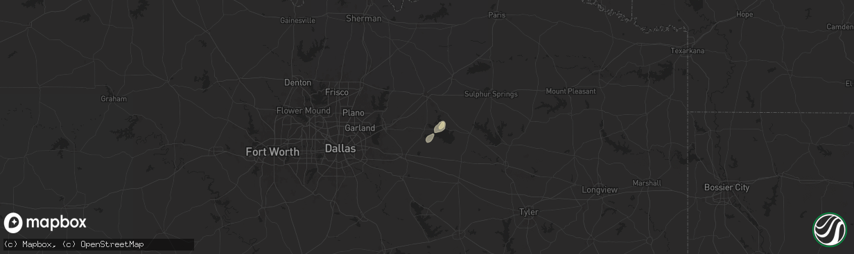 Hail map in Quinlan, TX on July 17, 2024