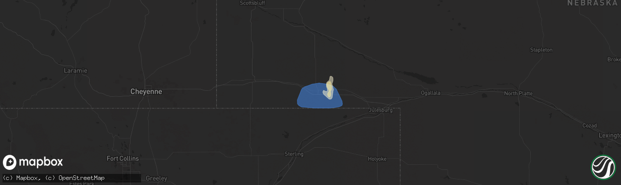 Hail map in Sidney, NE on July 17, 2024