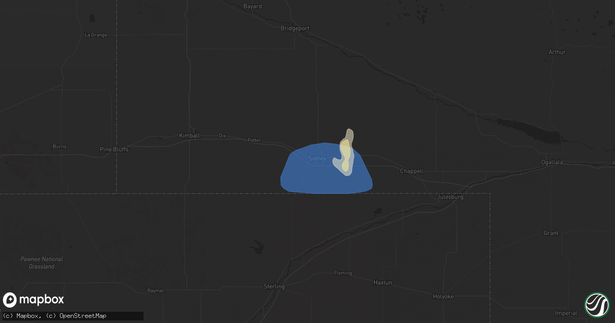 Hail map in Sidney, NE on July 17, 2024