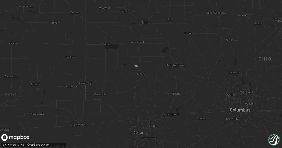 Hail map in Sidney, OH on July 17, 2024