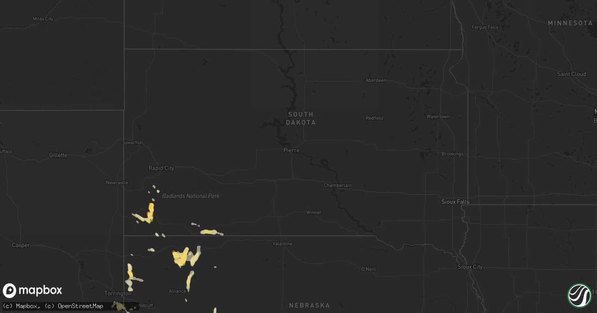 Hail map in South Dakota on July 17, 2024