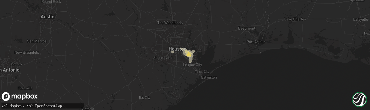 Hail map in South Houston, TX on July 17, 2024