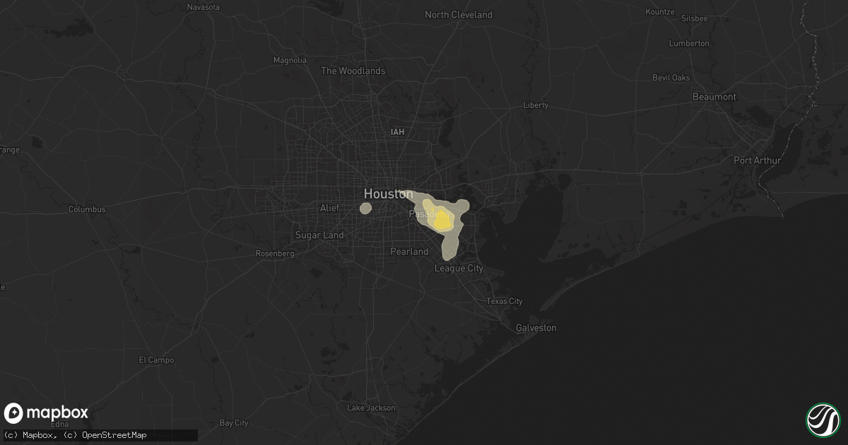 Hail map in South Houston, TX on July 17, 2024