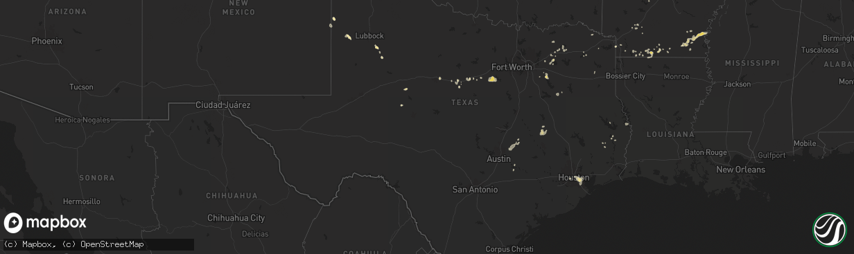 Hail map in Texas on July 17, 2024