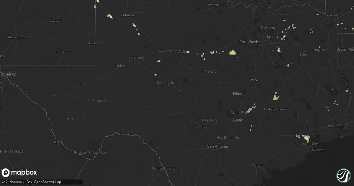 Hail map in Texas on July 17, 2024