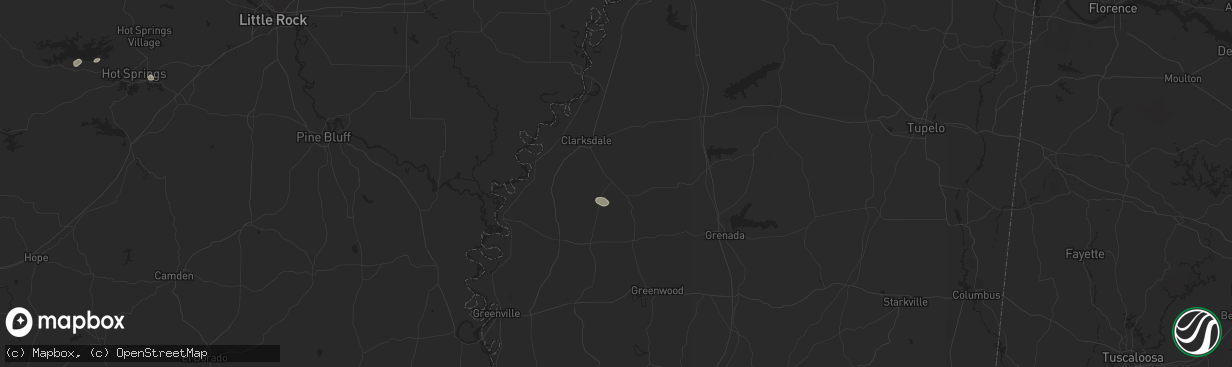 Hail map in Tutwiler, MS on July 17, 2024